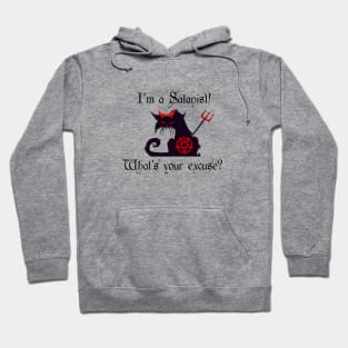 I'm a Satanist! What's your excuse? Cute Cat with Devil Horns Hoodie